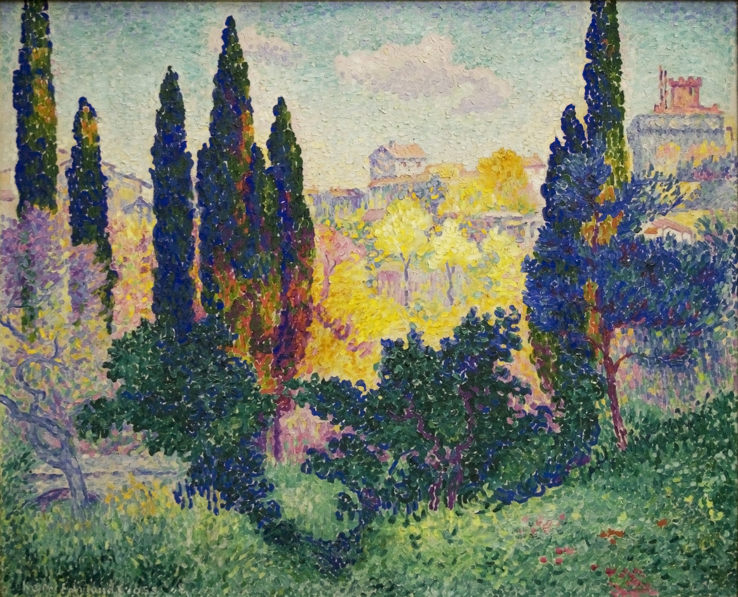 Les Cyprès à Cagnes - Henri-Edmond Cross - Alpha Reproduction