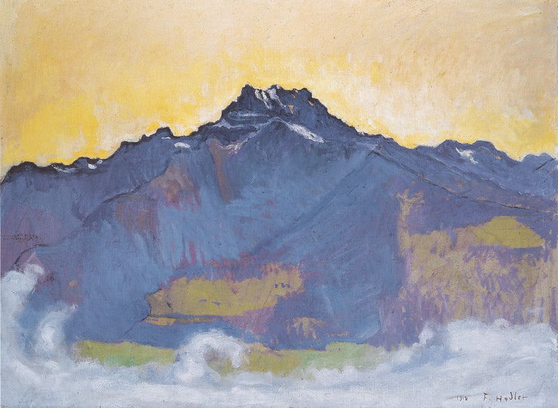 Dents du Midi set fra Chesières - Ferdinand Hodler
