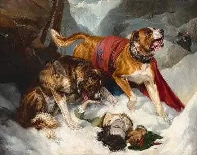 Alperhunden genopliver en hjælpeløs rejsende - Edwin Henry Landseer