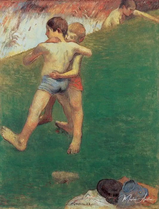 Les enfants luttant - Paul Gauguin - Reproductions de tableaux et peintures haut de gamme