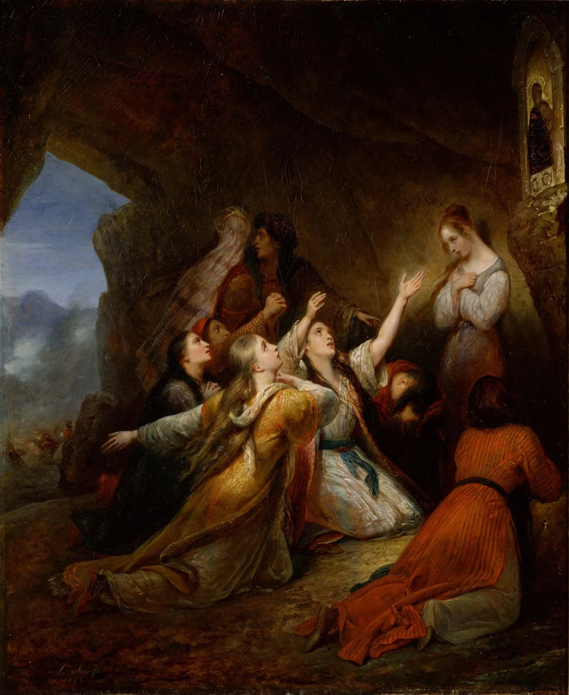 De græske kvinder beder Jomfruens hjælp - Ary Scheffer