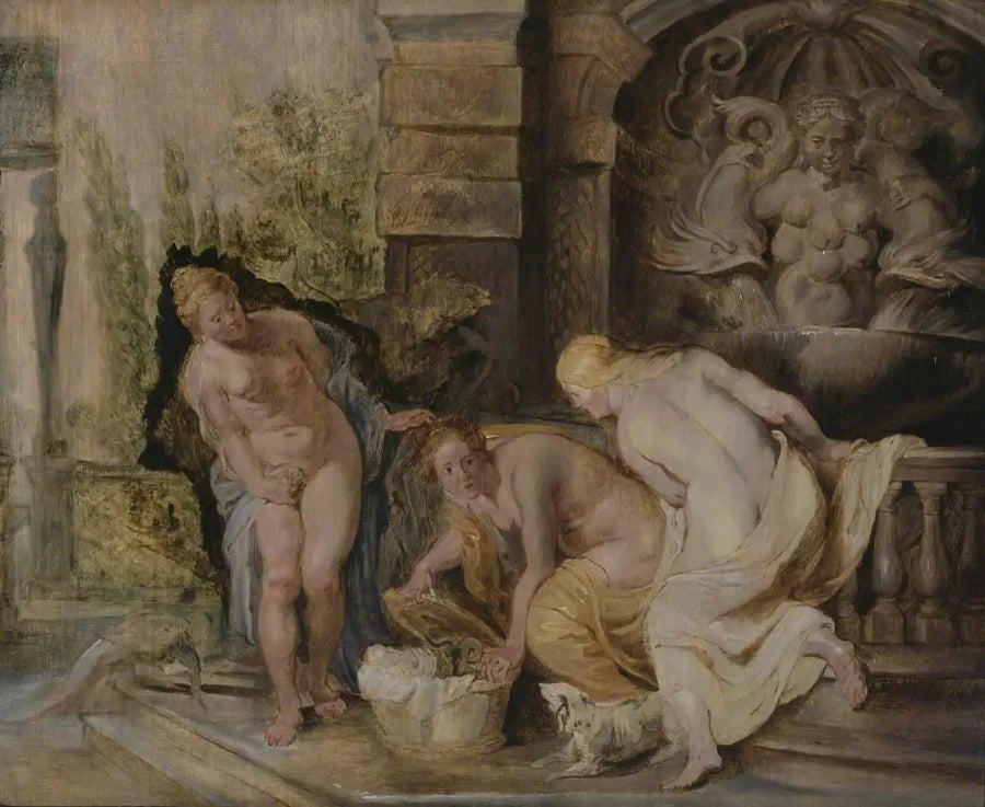 Cécrops' piger opdager Érichthonios - Peter Paul Rubens