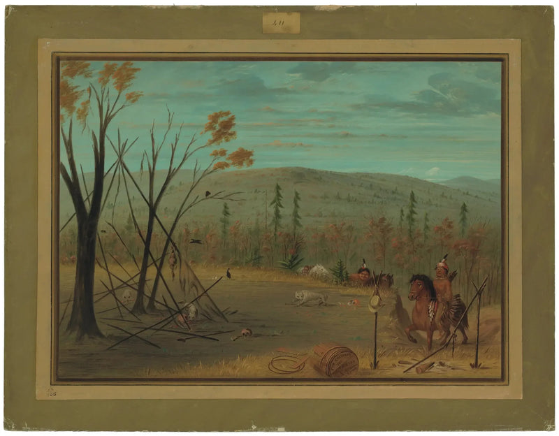 Cheyenne-brødrene vender tilbage fra deres efterårsjagt - George Catlin