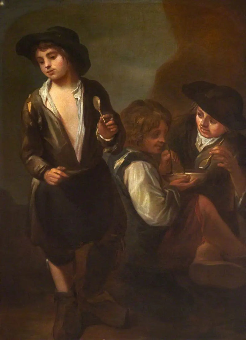 Gadebørnene spiser (diptyk, venstre panel) - Bartolomé Esteban Murillo