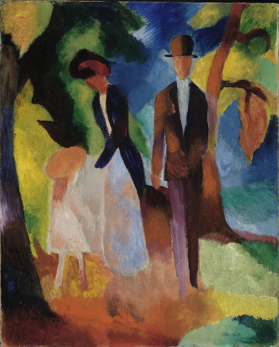 Folk ved bredden af den blå sø - August Macke