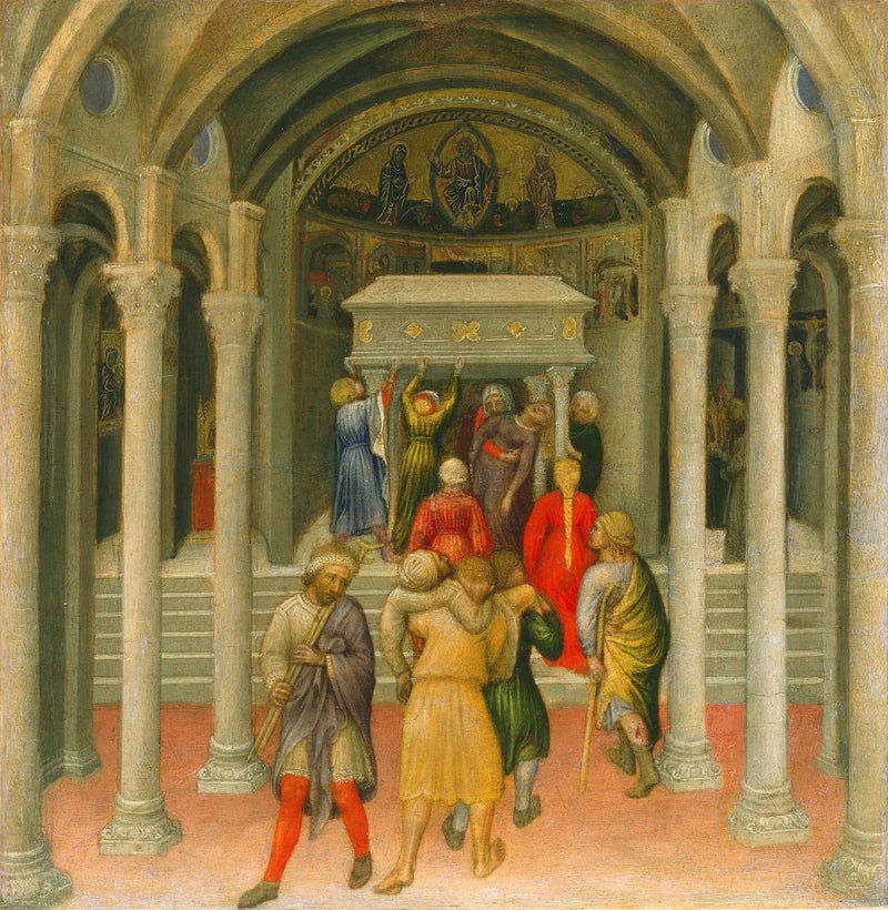 De invalide og helbredte syge ved Sankt Nicholastomben - Gentile da Fabriano