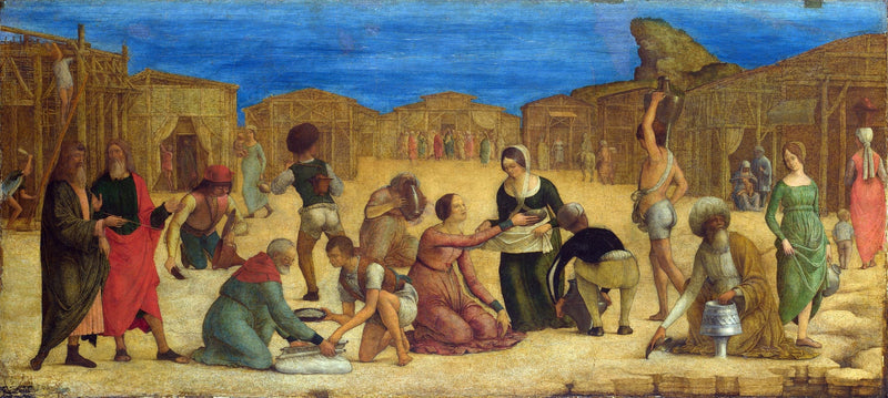 Israels folk samler mannaen - Ercole de’ Roberti