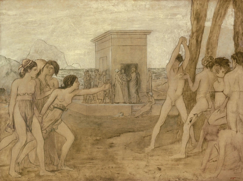 De spartaniske piger udfordrer drengene - Edgar Degas