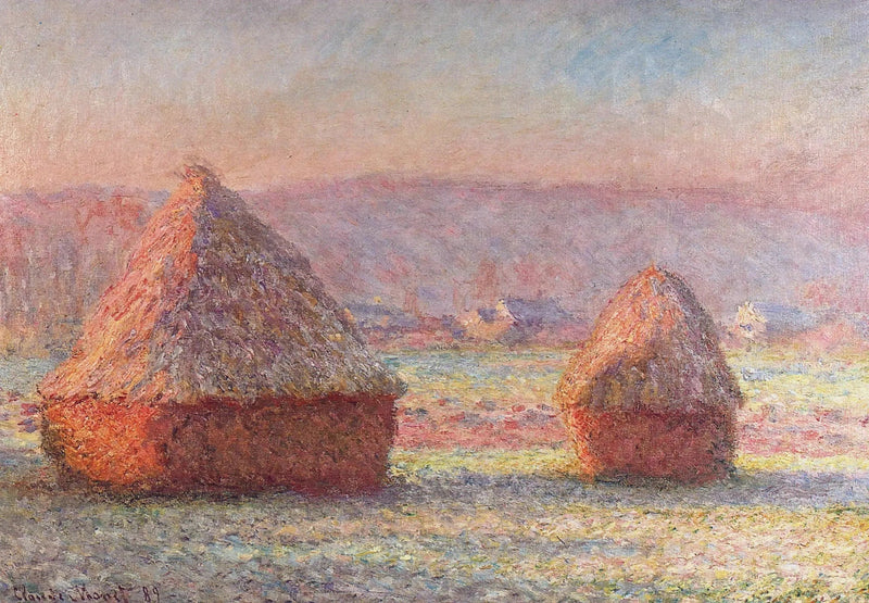Les Meules, effekt af hvid dug - Claude Monet