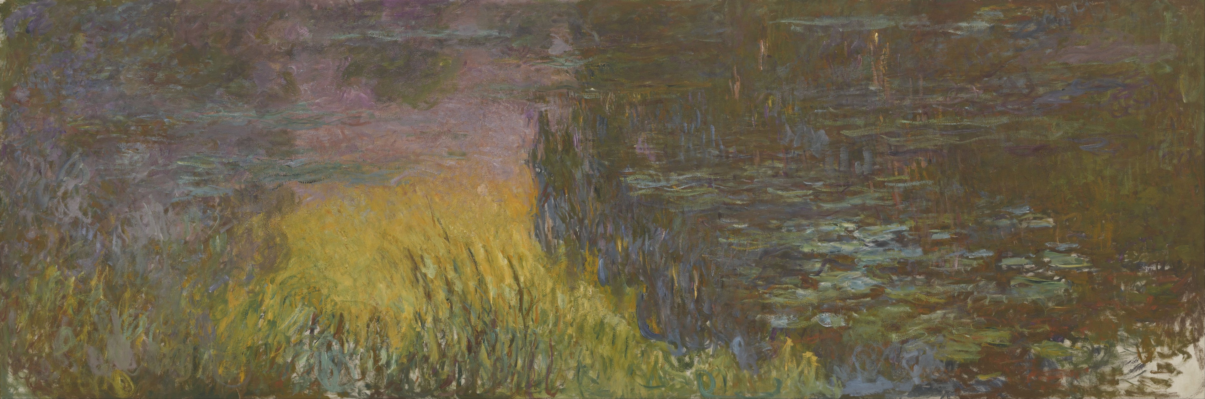 Reproduction du tableau « Les Nymphéas : Soleil couchant - Claude Monet » par Alpha Reproduction en peinture à l’huile