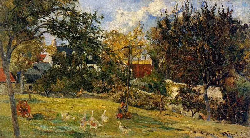 Gæssene i engen, eller Gård i Normandiet - Paul Gauguin
