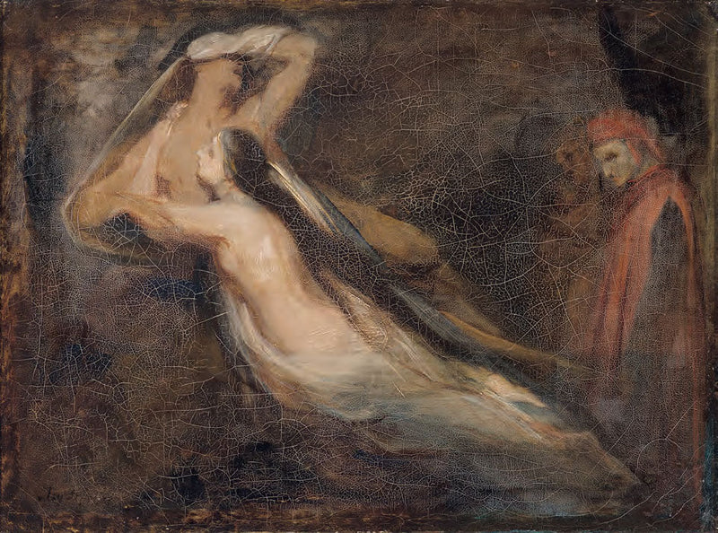 Skyggerne af Paolo og Francesca, der vises for Dante og Vergil - Ary Scheffer