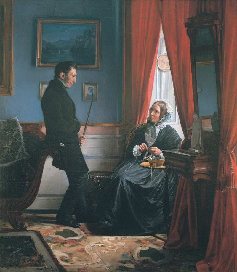 Kunstnerens forældre, hr. og fru J. P. Bloch, i deres stue - Carl Heinrich Bloch