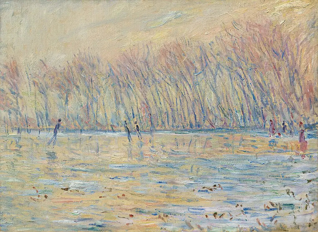 Les patineurs à Giverny - Claude Monet image 1 reproduction de peinture à l’huile