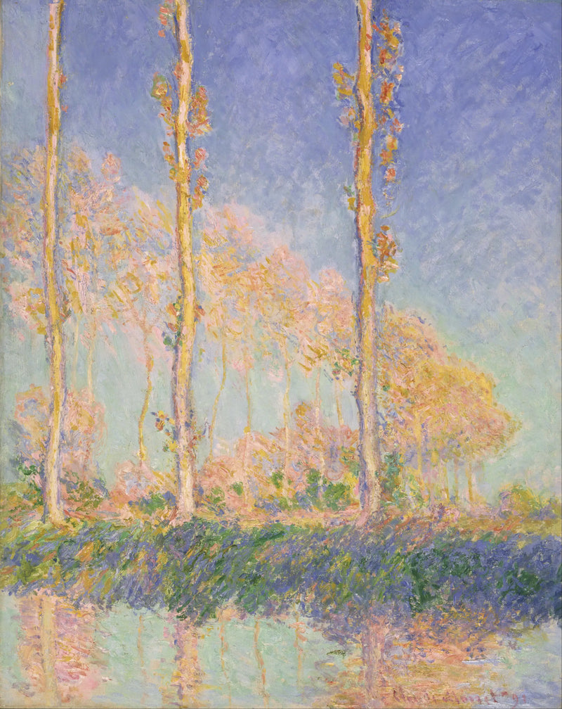 Poplerne, tre rosa træer, efterår - Claude Monet