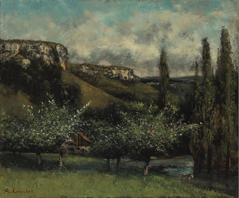 Æbletræerne fra far Courbet i Ornans - Gustave Courbet