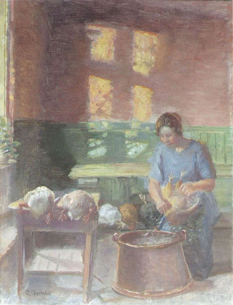 Hønsene bliver plukket - Anna Ancher