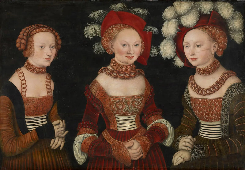 Prinsesserne Sibylle (1515-1592), Émilie (1516-1591) og Sidonie (1518-1575) af Sachsen - Lucas Cranach den Ældre