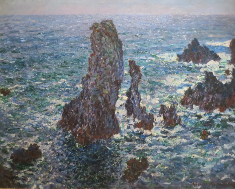 Pyramiderne ved Port-Coton, vildt hav - Claude Monet