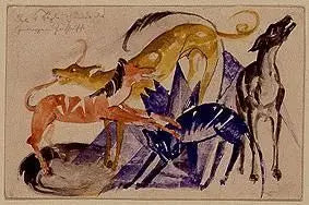 De fire selskabsdyr af prins Jusuff - Franz Marc