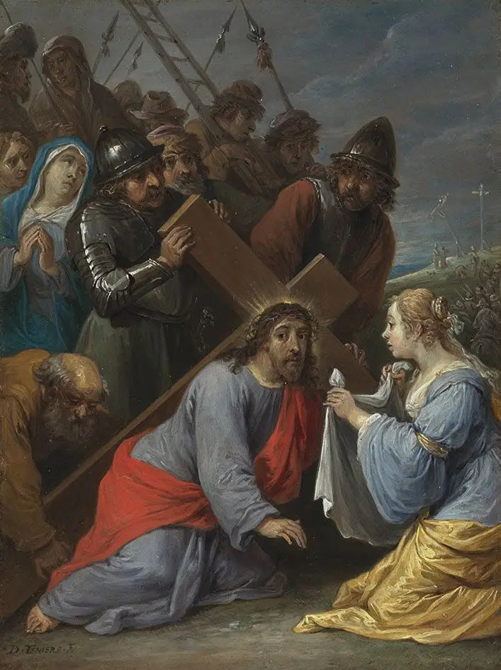De femten hemmeligheder af rosenkransen: Kristi bære af korset med mødet med Veronika - David Teniers den Yngre