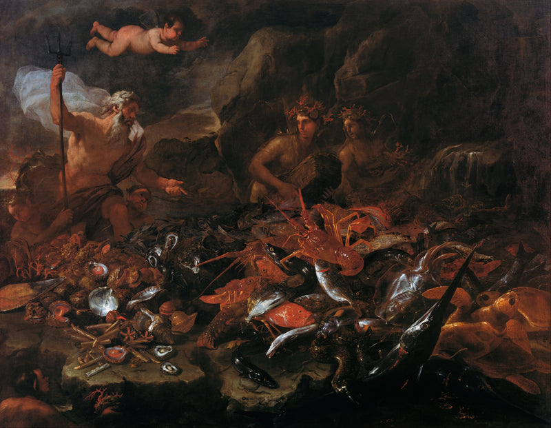 Havets rigdomme med Neptun, tritoner og to Nereider - Luca Giordano