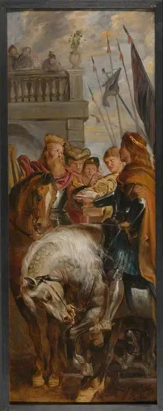 Kongerne Clotaire og Dagobert skændes med en herald - Peter Paul Rubens