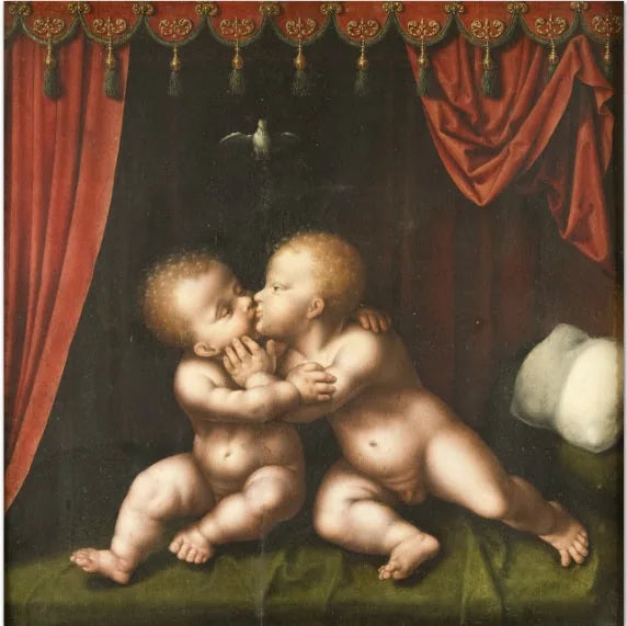 De hellige Børn, der kysser - Joos van Cleve