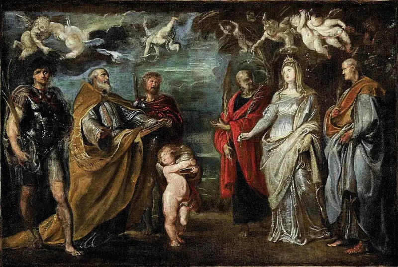 De hellige Maure, Gregor, Papianus, Nereus, Domitilla og Achilleus - Peter Paul Rubens