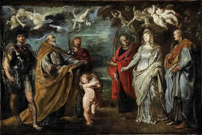 De hellige Maure, Gregor, Papianus, Nereus, Domitilla og Achilleus - Peter Paul Rubens
