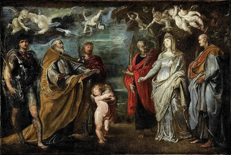 De hellige Maure, Gregor, Papianus, Nereus, Domitilla og Achilleus - Peter Paul Rubens