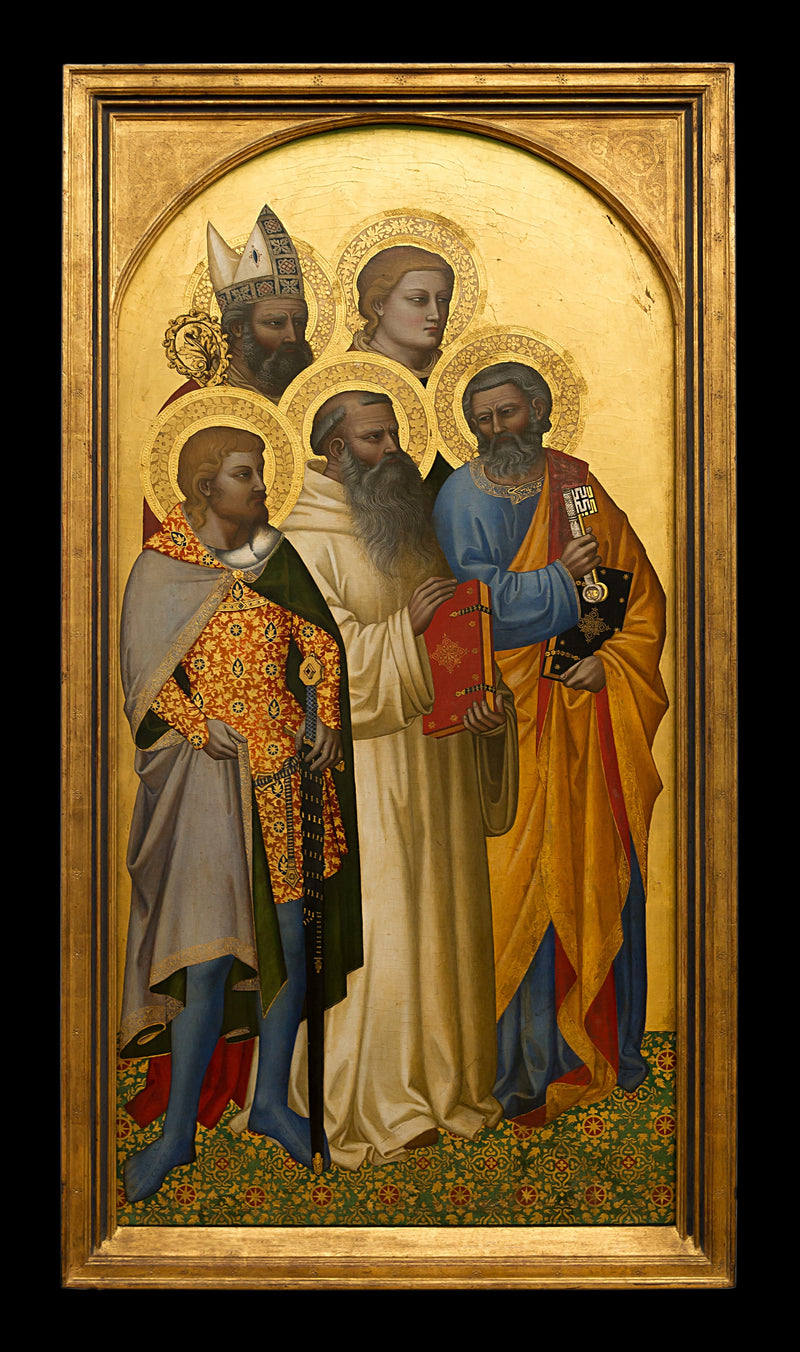 de hellige Peter, Benoît, Julien (?), Étienne (?) og en hellig biskop (Nicolas af Bari?). - Nardo di Cione