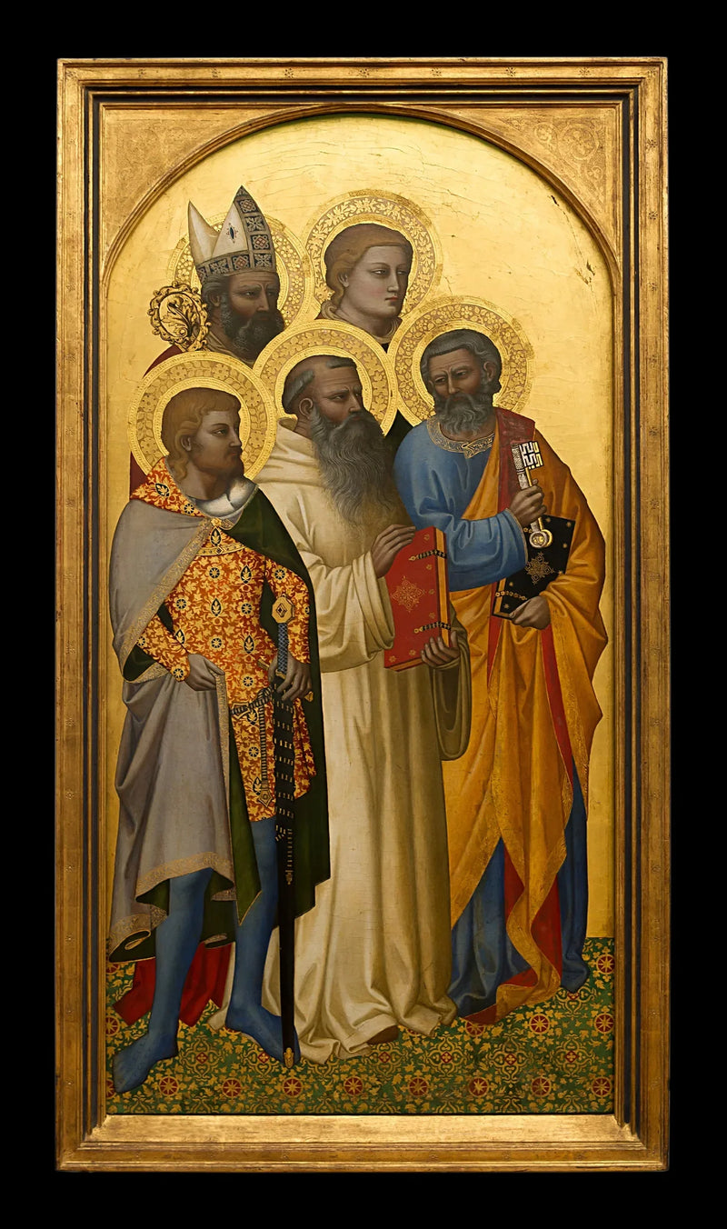 de hellige Peter, Benoît, Julien (?), Étienne (?) og en hellig biskop (Nicolas af Bari?). - Nardo di Cione