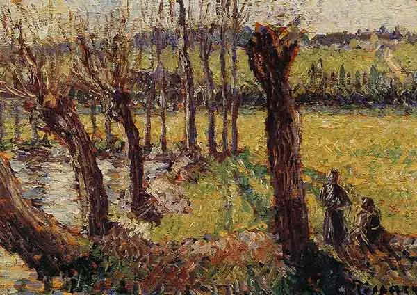 Piletræer om vinteren, Eragny - Camille Pissarro