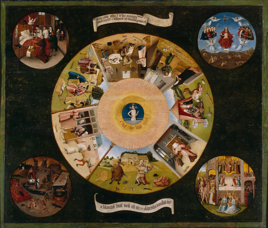 De syv dødelige synd og de fire sidste menneskelige trin - Hieronymus Bosch
