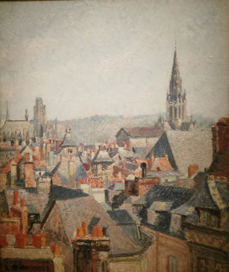 De gamle Rouens tage, sol - Camille Pissarro