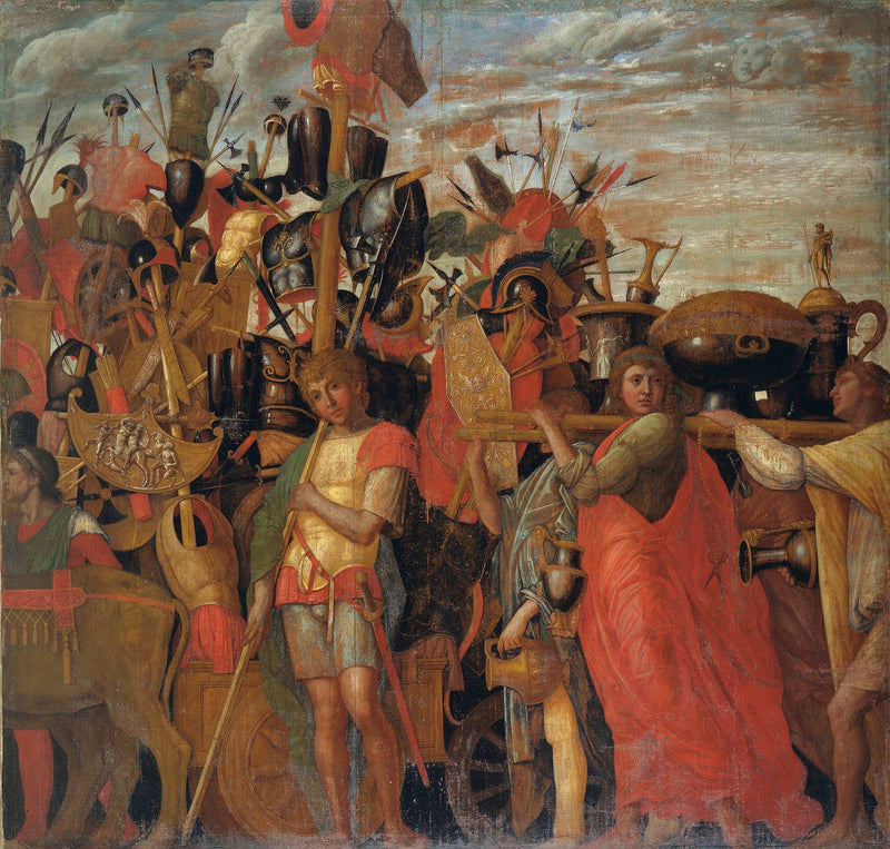 Cæsars Triumfer: 3. Bærere af trofæer og guldbarer - Andrea Mantegna