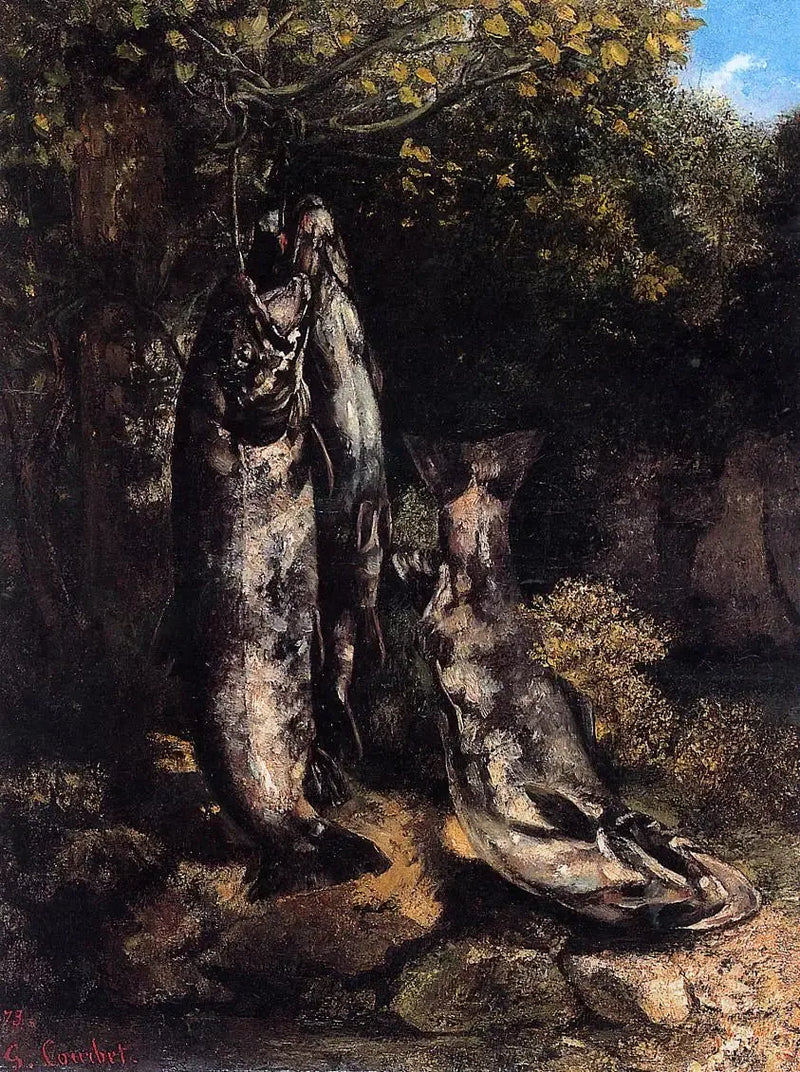 De tre ørreder fra Loue - Gustave Courbet
