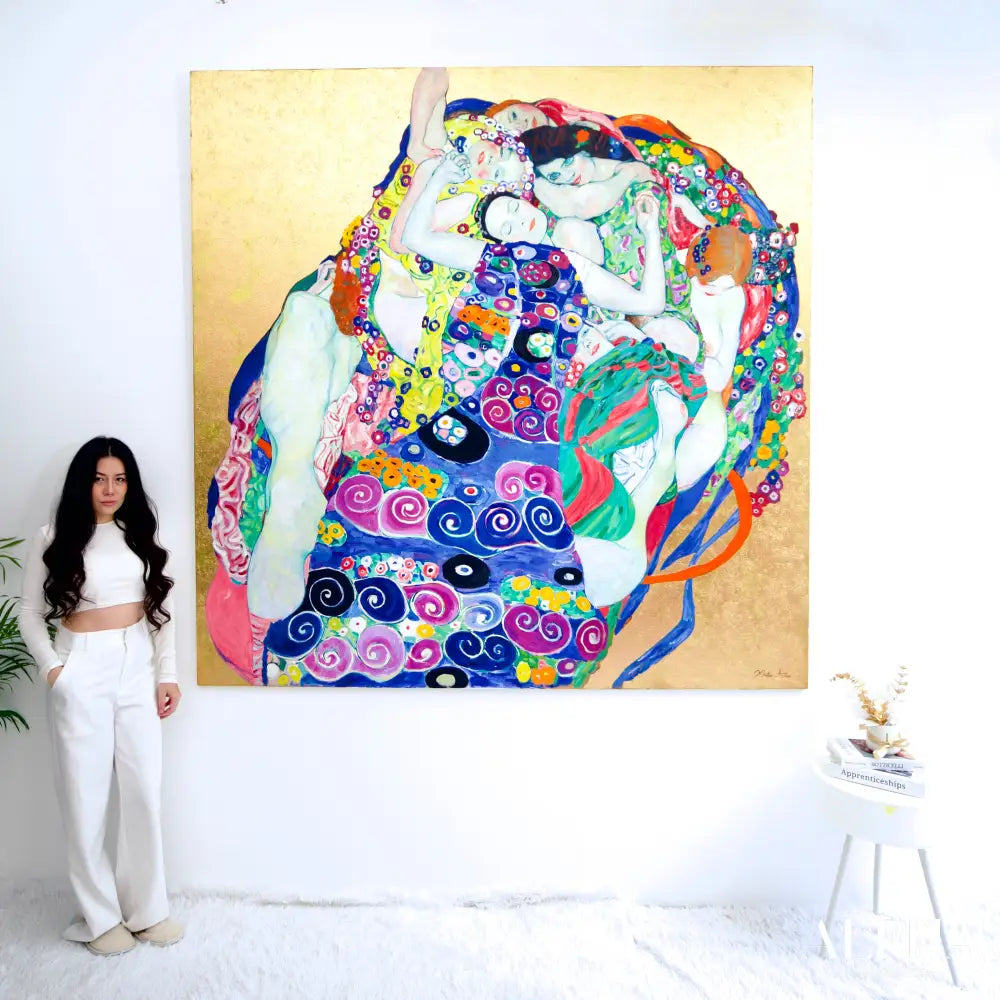 Les Vierges – Une Œuvre Réimaginée de Gustav Klimt par Master Apollon | 200 x 200 cm Reproductions de tableaux à la