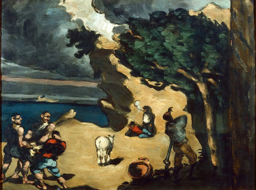 Tyvene og æslet - Paul Cézanne