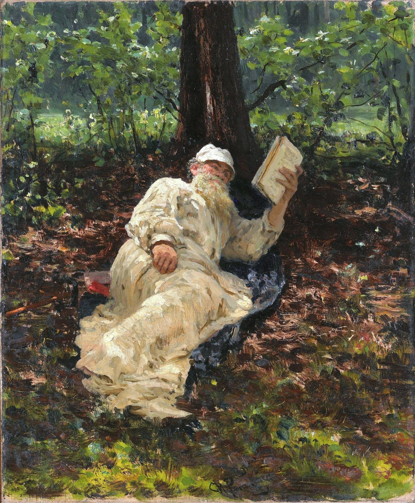 Lev Nikolaïevitch Tolstoï hviler i skoven. - Ilya Repin