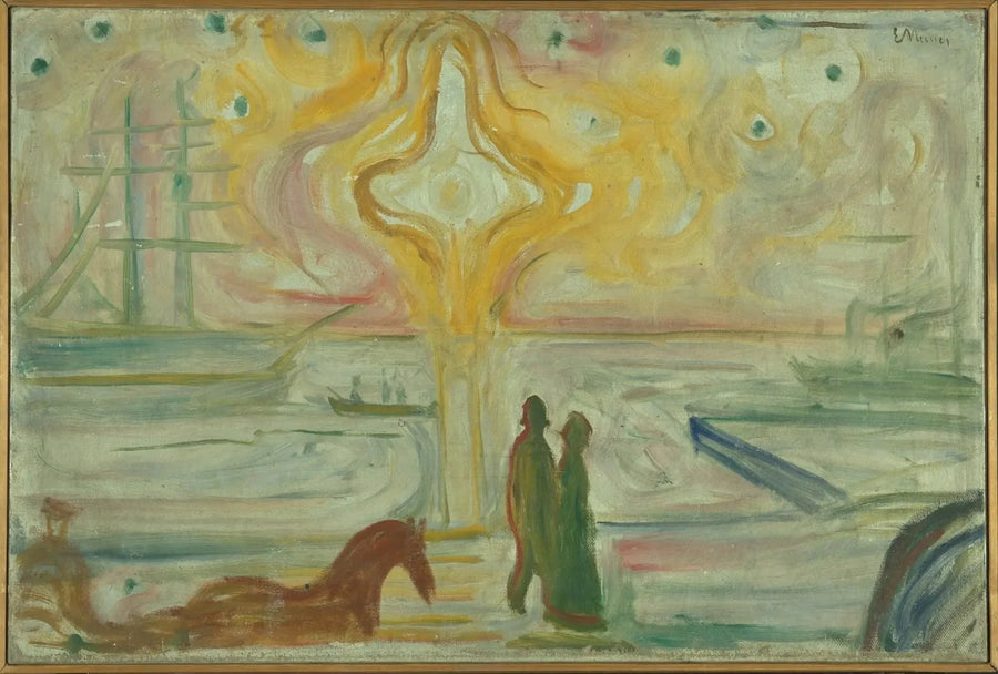 Solopgang over havnen - Edvard Munch