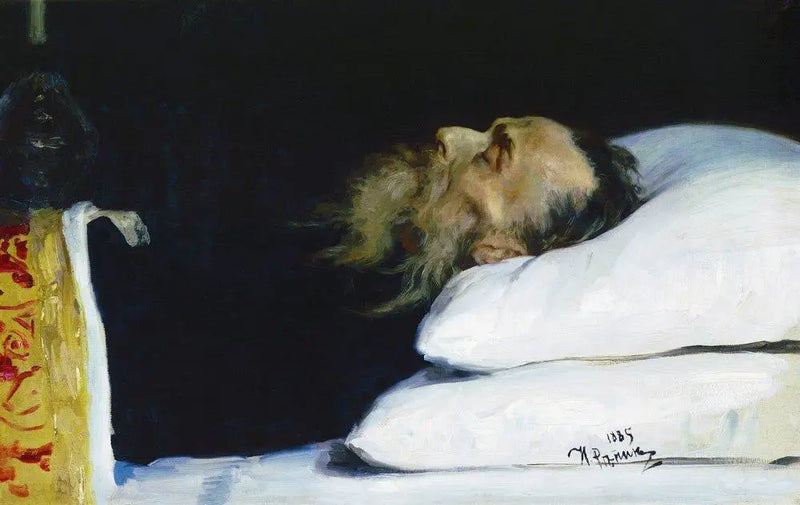 Historikeren Nikolaï Ivanovitch Kostomarov i sin kiste. - Ilya Repin