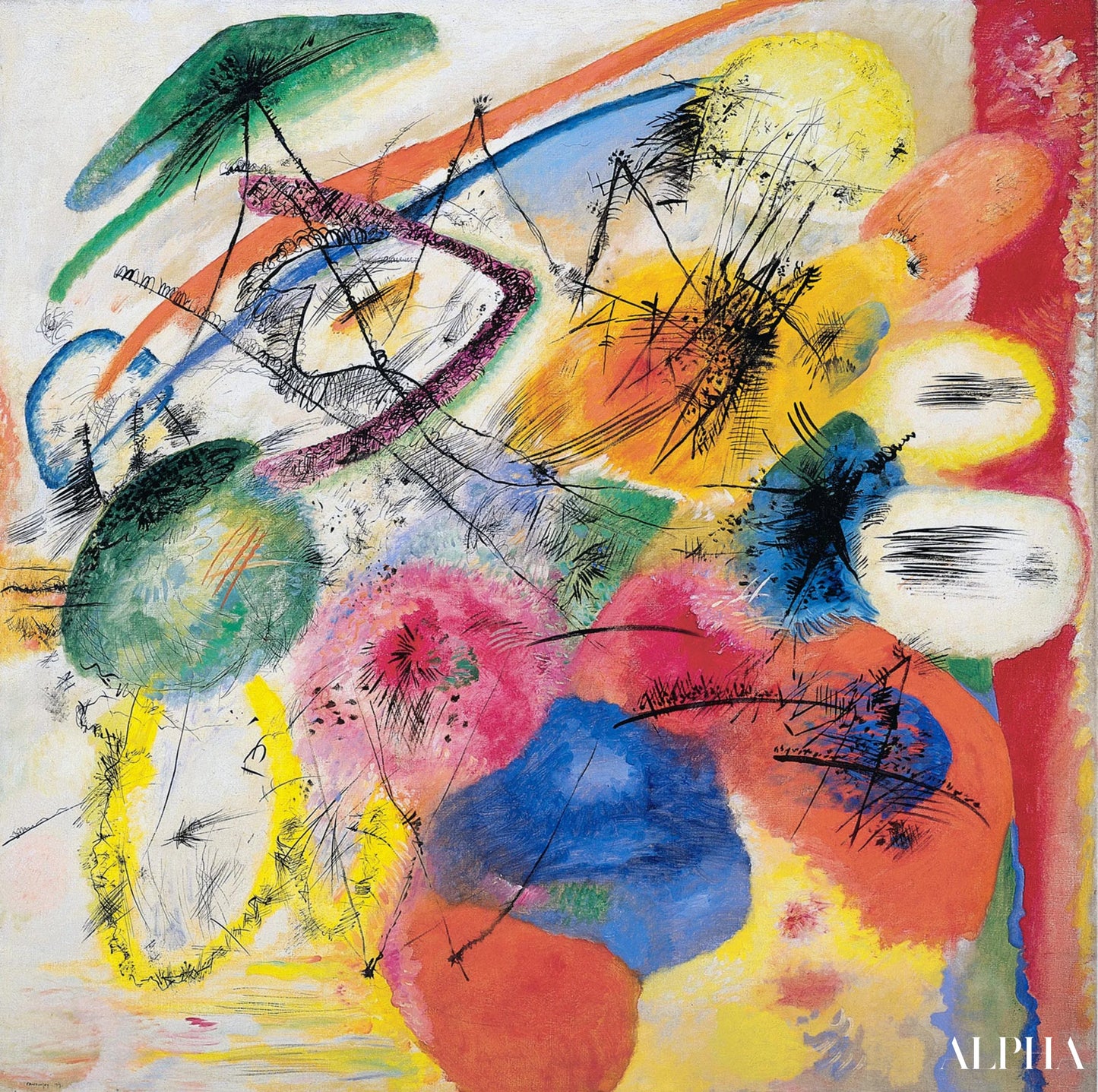 Sort linjer - Vassily Kandinsky - Reproduktioner af malerier og højkvalitets malerier