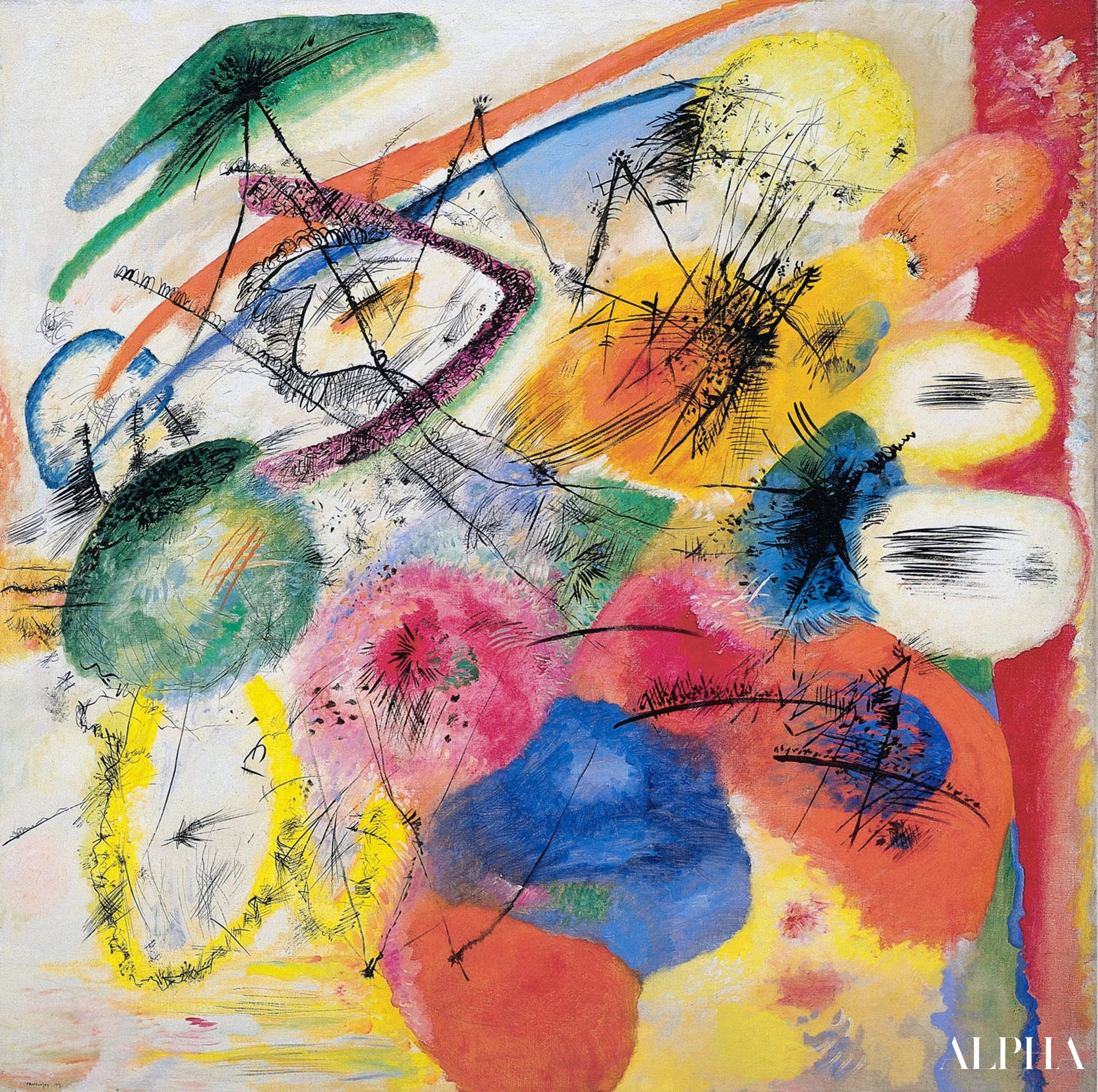 Sort linjer - Vassily Kandinsky - Reproduktioner af malerier og højkvalitets malerier