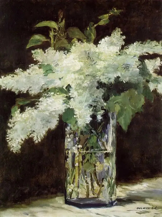 Hvide liljer i en glasvase - Édouard Manet