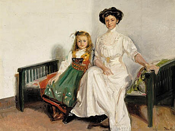 Lillan Zahle og hendes datter Wanda Zahle. -Michael Peter Ancher