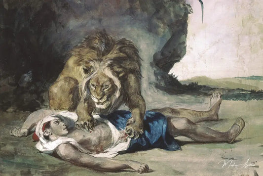 Lion au cadavre d'un Arabe - Eugène Delacroix - Reproductions de tableaux et peintures haut de gamme