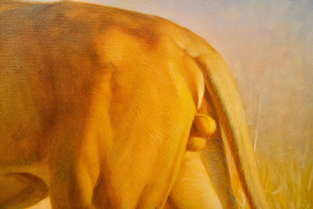 Lion dans la savane | 150 x 100 cm Reproductions de tableaux à la peinture à l’huile