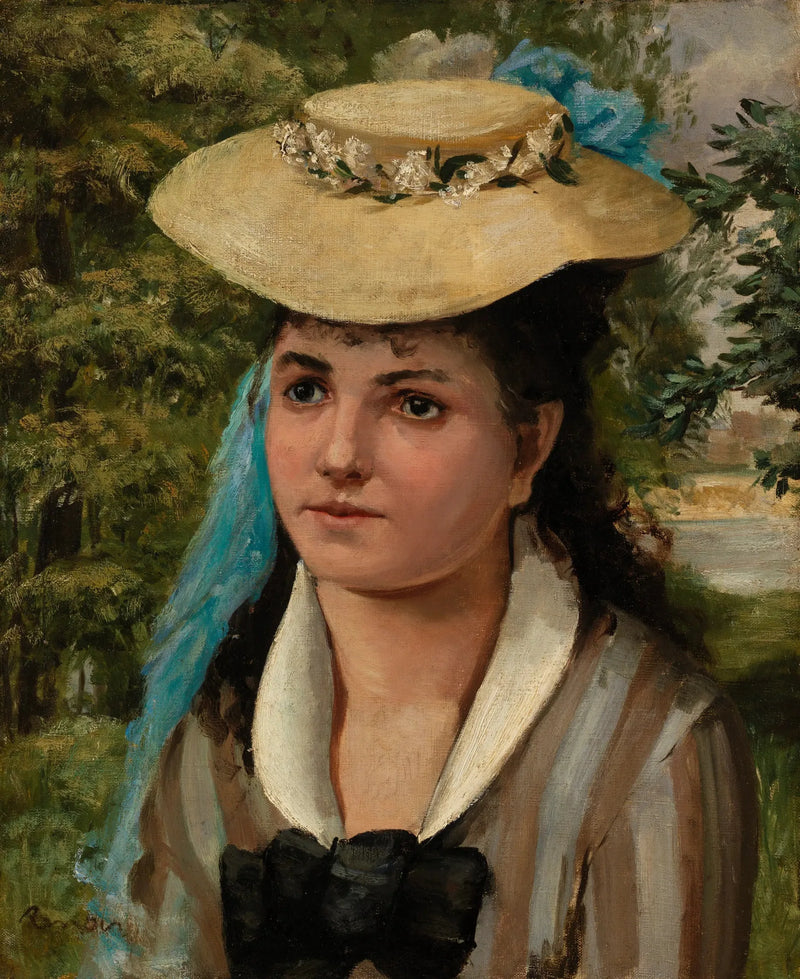 Lise med stråhat (Ung pige med stråhat) - Pierre-Auguste Renoir
